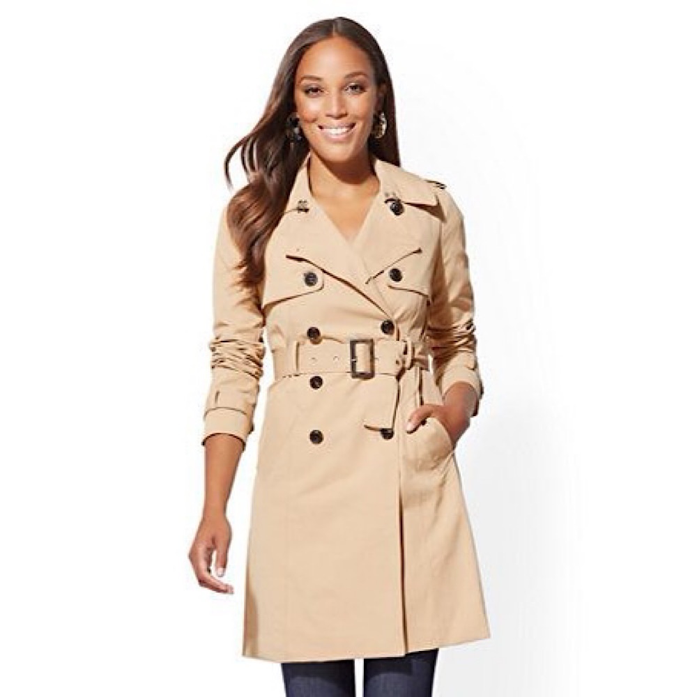 New York & Co • Double Breasted Trench Coat in Beige